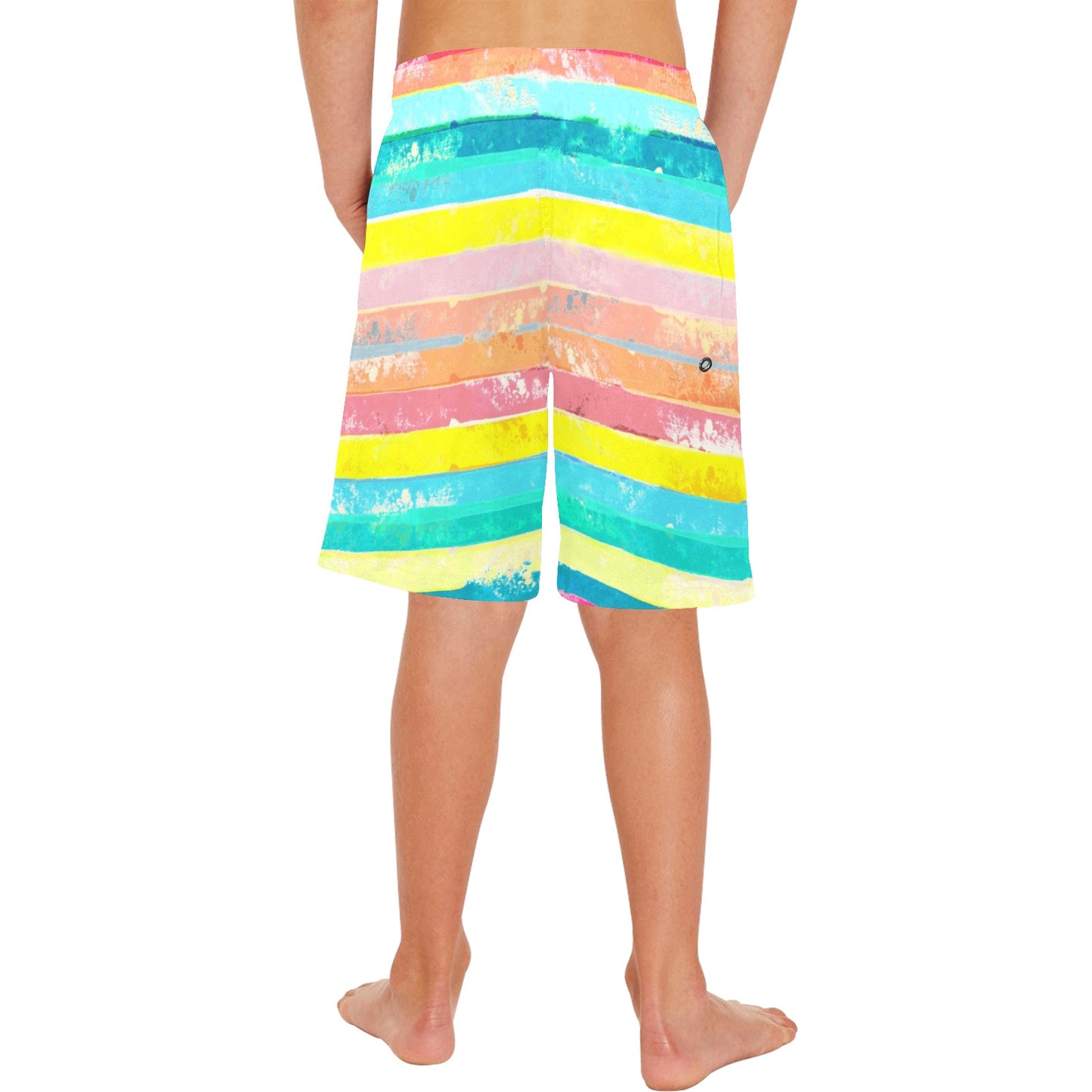 All Over Print Boys Beach Shorts "Watercolor stripes"