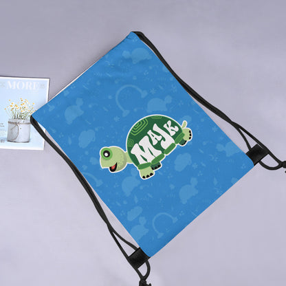 Drawstring Bag -Happy Days Collection w/ Subdued pattern (Blue)