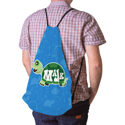 Drawstring Bag -Happy Days Collection w/ Subdued pattern (Blue)
