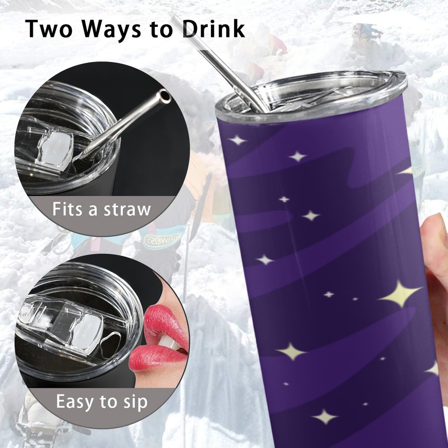 Tall Skinny Tumbler with Lid and Straw "Blast Off" 20 oz