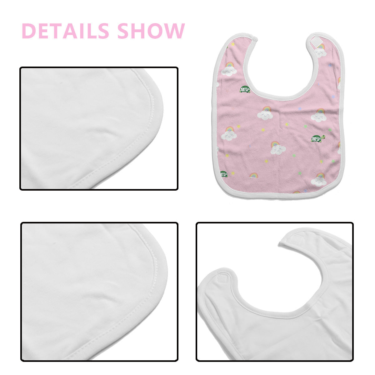 Cotton Baby Bib/Drooling Towel "Rainbow's & Smiles" (Pink)