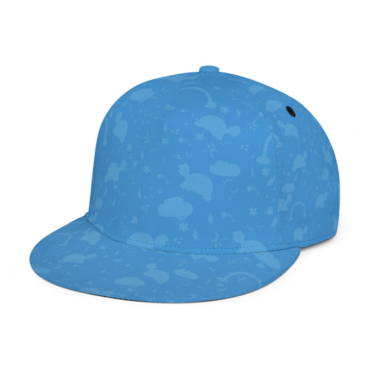 Full width flat visor brim hat "Blue Patterns"