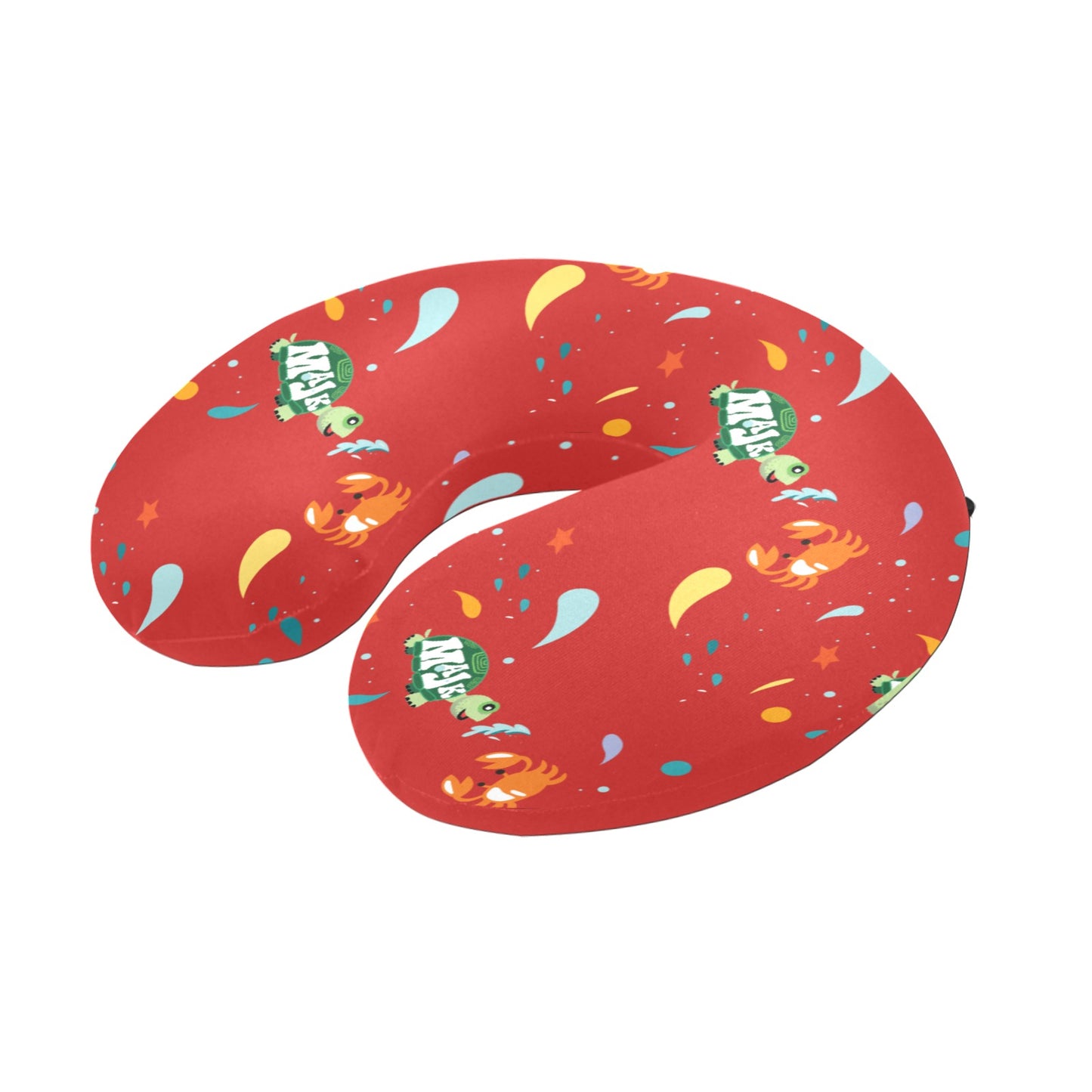 U-Shaped Travel Neck Pillow "Surfs Up" pattern (Red)