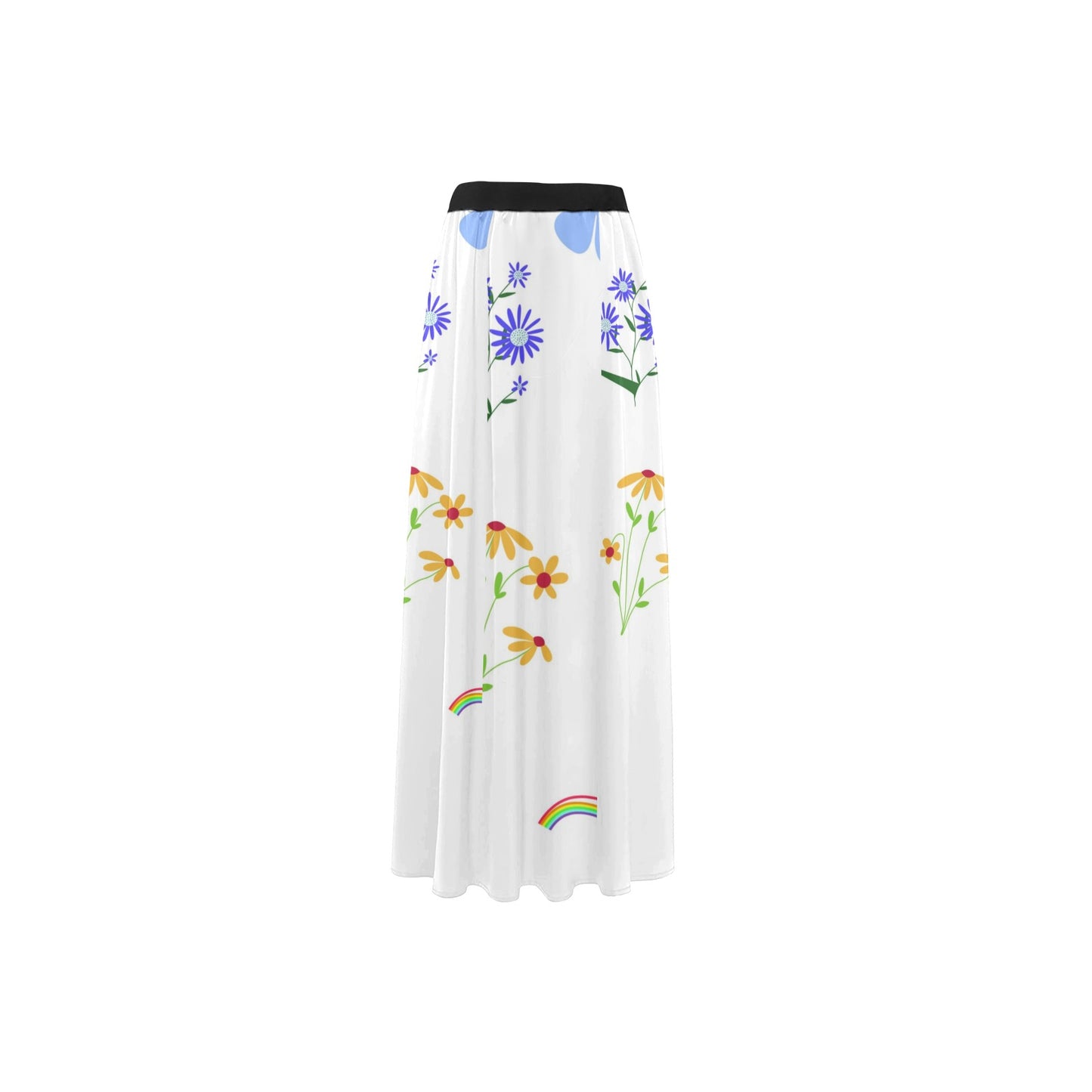 High slit long beach Dress "Over the rainbow flower pattern"