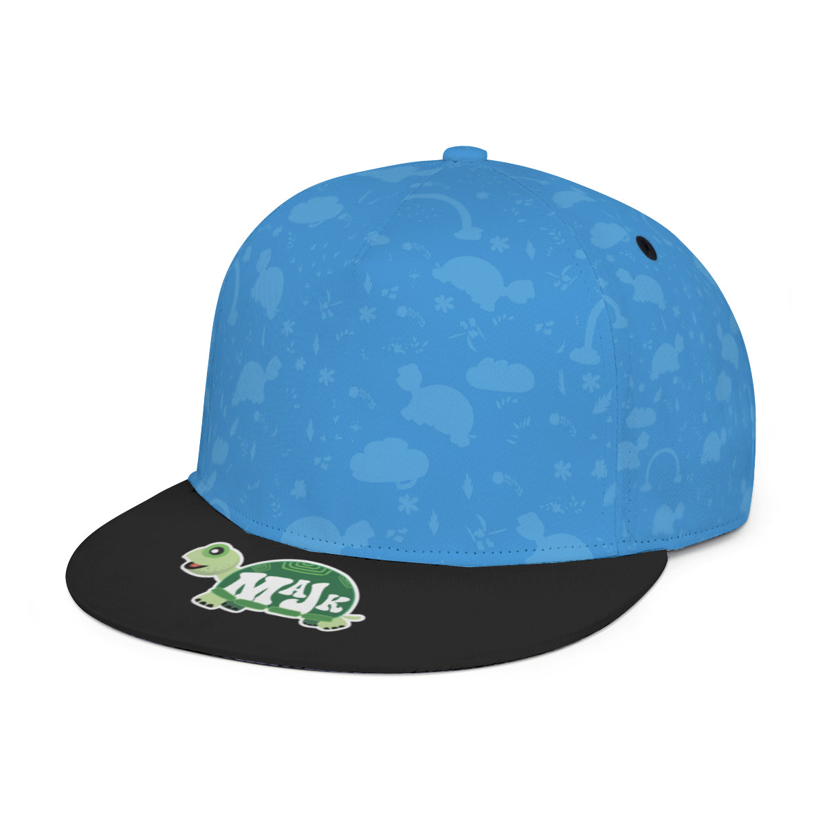 Full width flat visor brim hat " MaJk Logo-black lid"