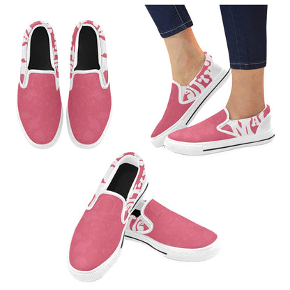 Kid's Slip-On Canvas Shoe "Powerful in Pink" w/ Subdue pattern