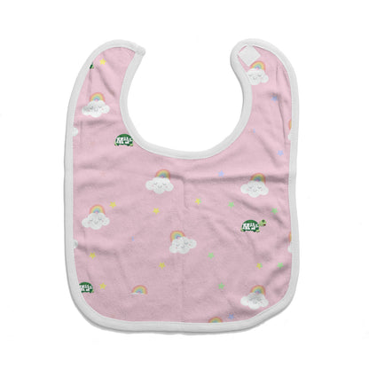 Cotton Baby Bib/Drooling Towel "Rainbow's & Smiles" (Pink)