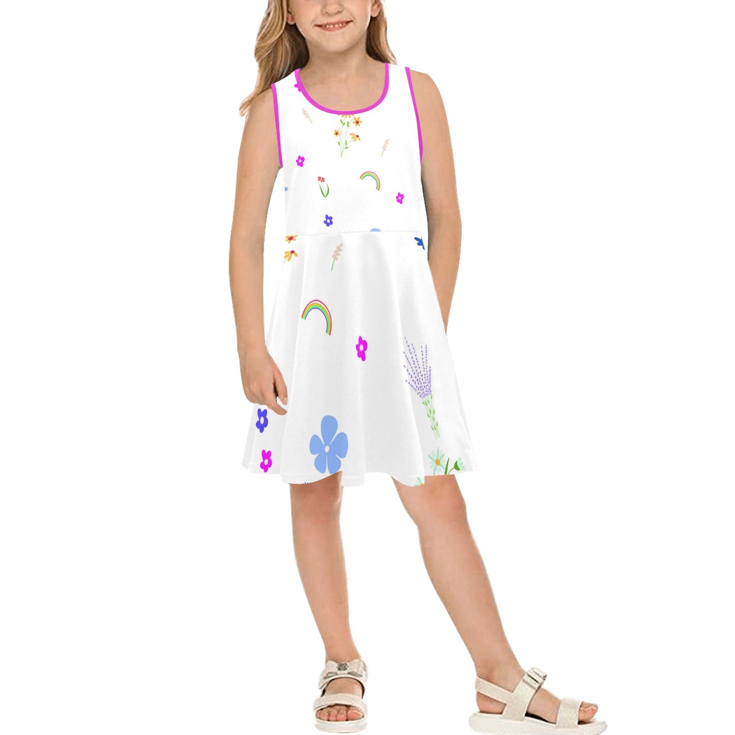 Girl's Sleeveless Sundress "Flower Pattern"