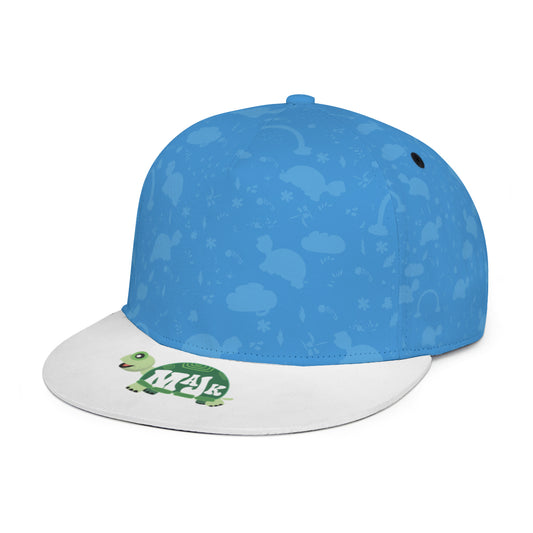 Full width flat visor brim hat "Happy Day MaJk Logo"
