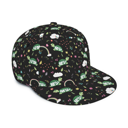 Full width flat visor brim hat "Happy Nights"