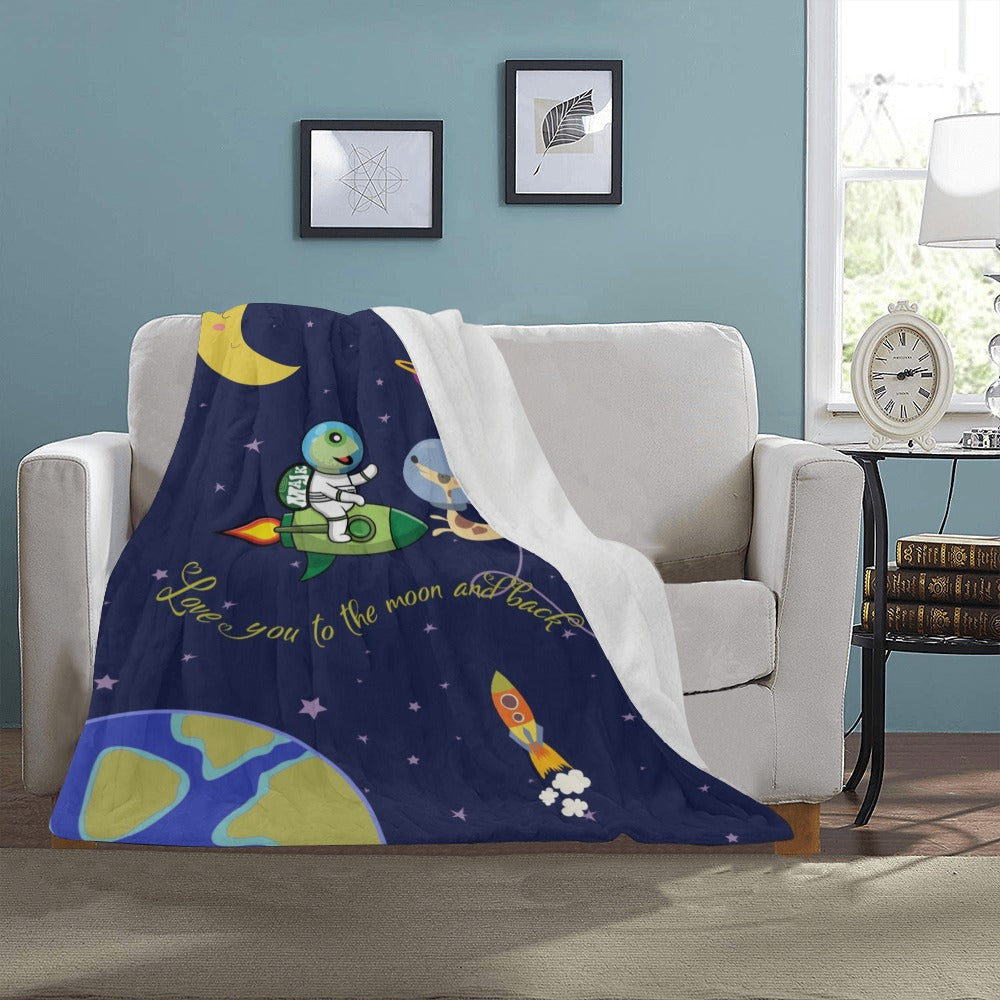 Ultra-Soft Micro Fleece Blanket "Love you to the moon and back" (Size: 30"(W) x 40"(L))