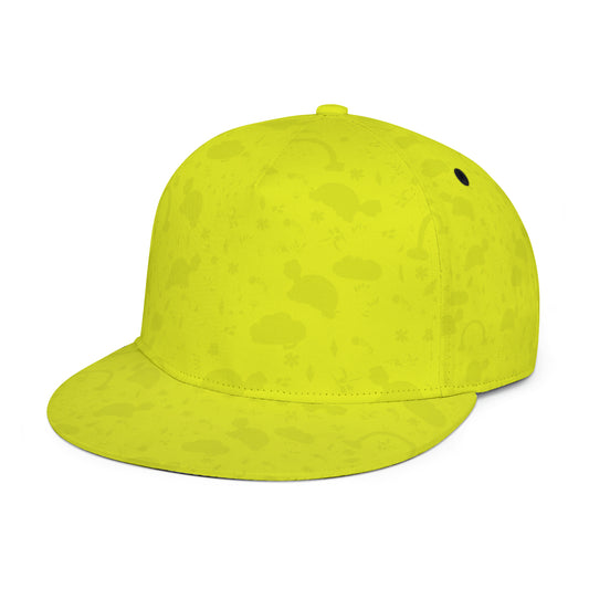 Full width flat visor brim hat "Happy Days-lemon/lime"