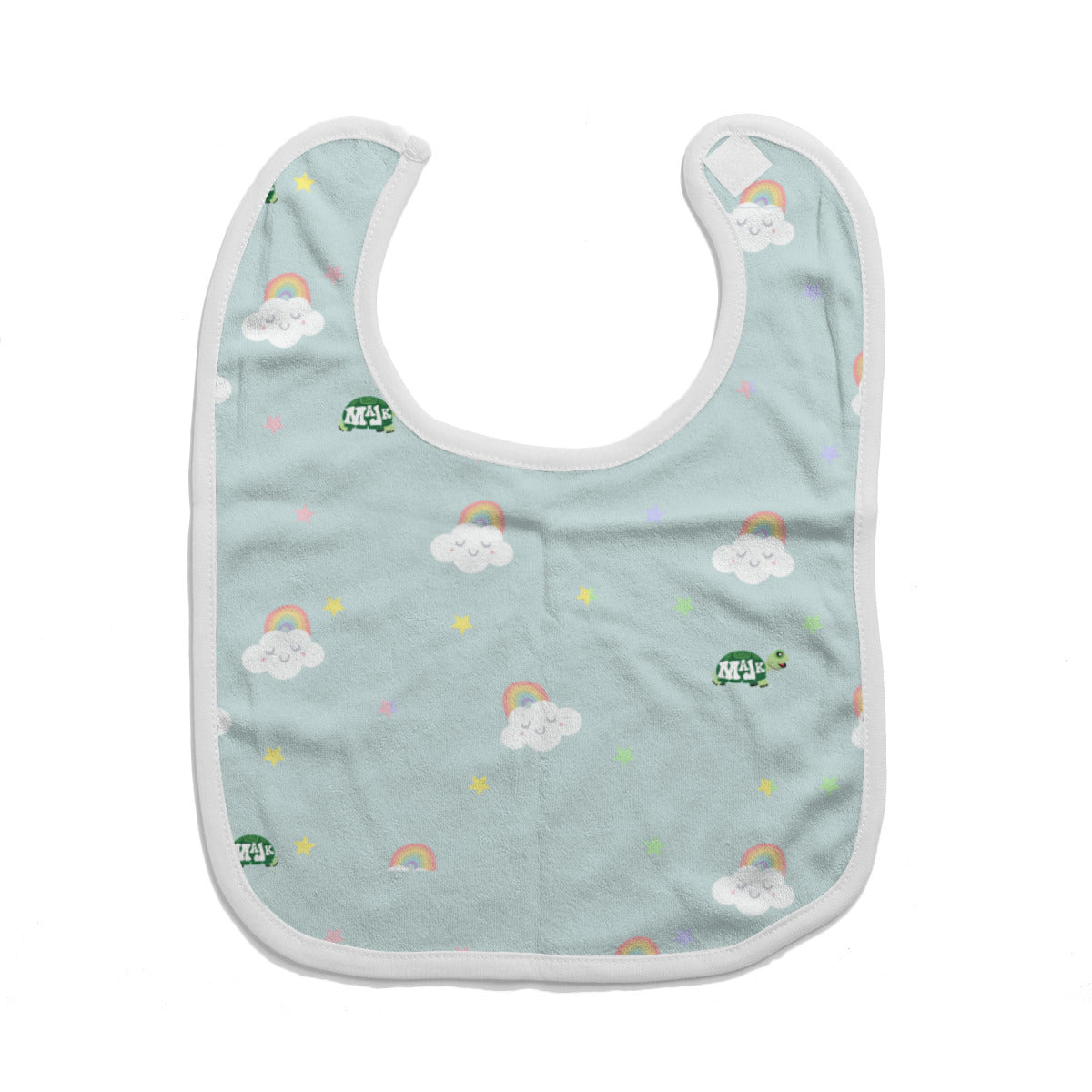 Cotton Baby Bib/Drooling towel "Rainbow's and Smiles" (Aqua)