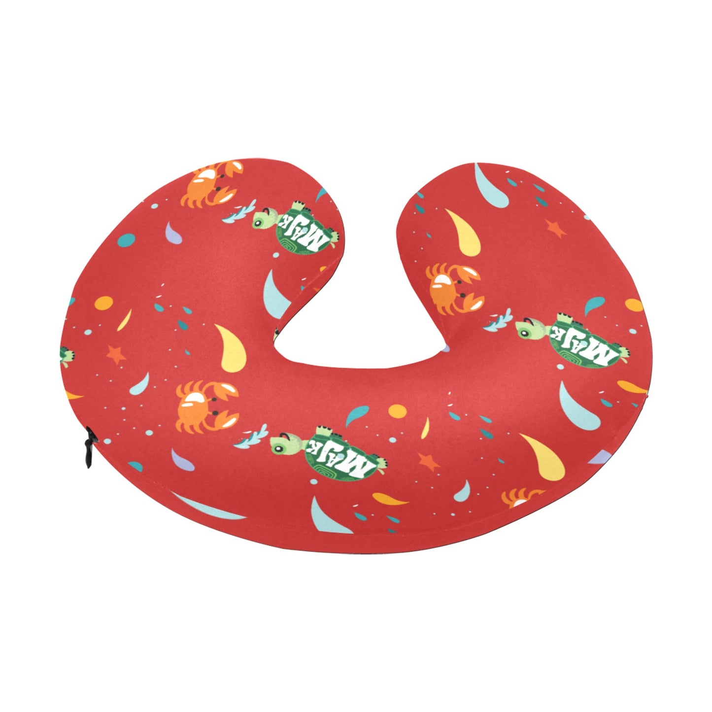 U-Shaped Travel Neck Pillow "Surfs Up" pattern (Red)