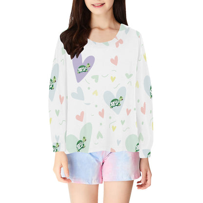 Girl's All Over Print Pajama Top "Turtally Loved"
