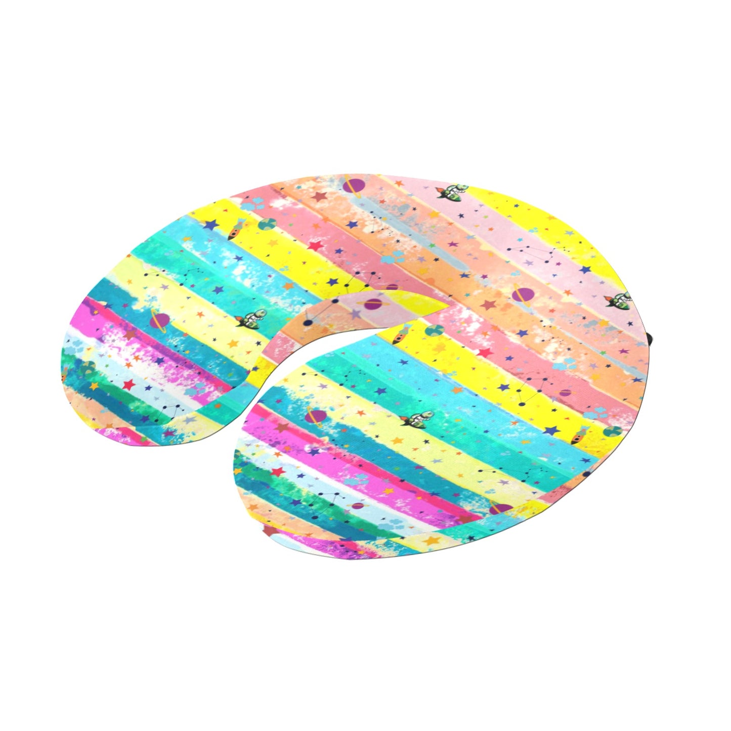 U-Shaped Travel Neck Pillow "Pastels striped Water color"