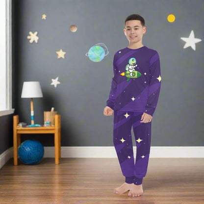 Big Boys' Crew Neck Long Pajama Set " Galactic Explorer"