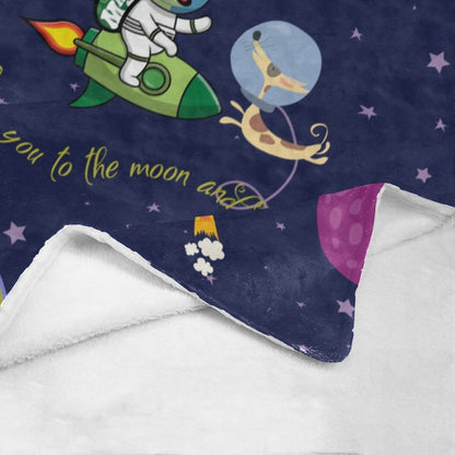 Ultra-Soft Micro Fleece Blanket "Love you to the moon and back" (Size: 30"(W) x 40"(L))