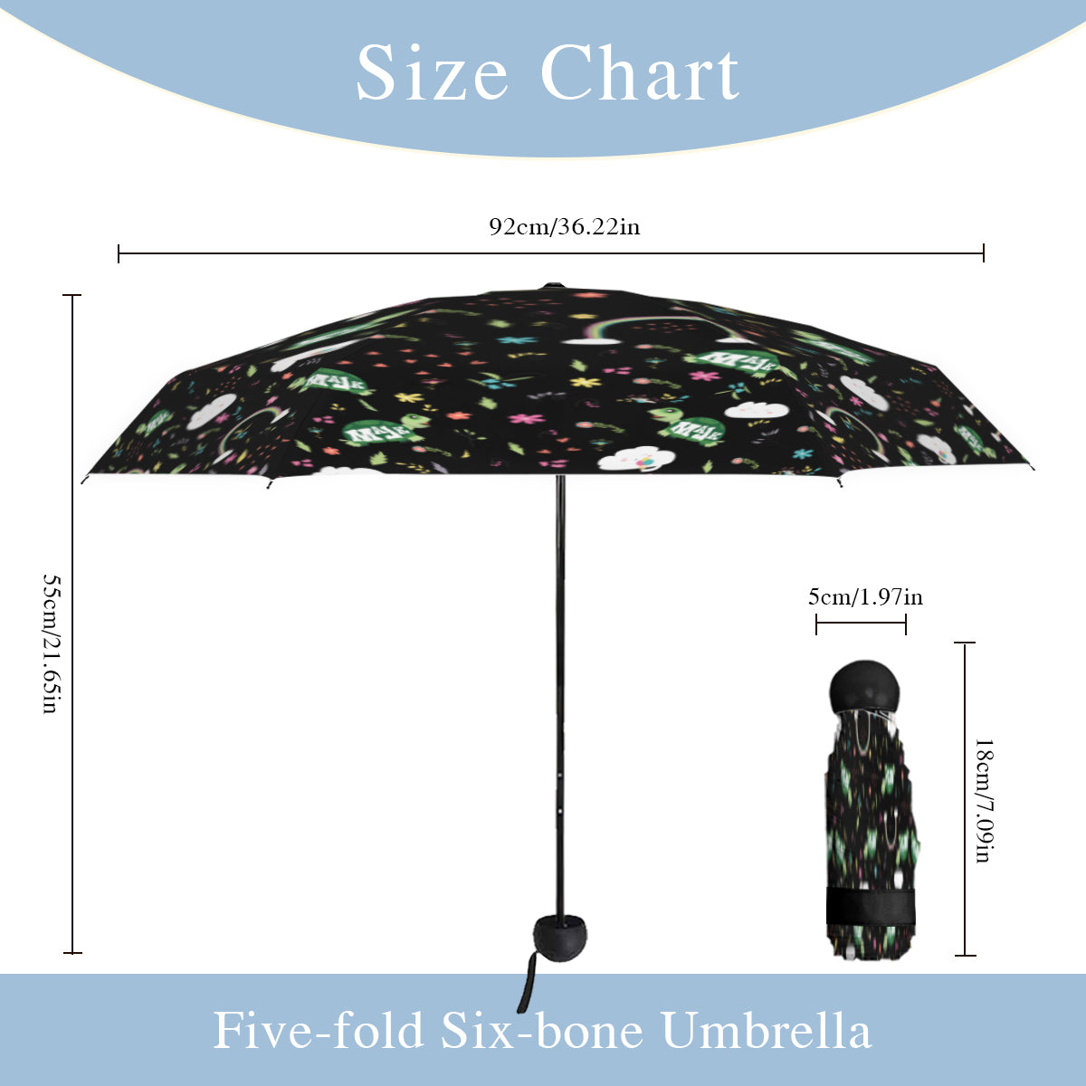 Hand-Opened Umbrella "Happy Days Collection" (Black)