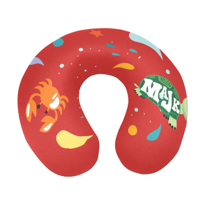 U-Shaped Travel Neck Pillow "Surfs Up" pattern (Red)