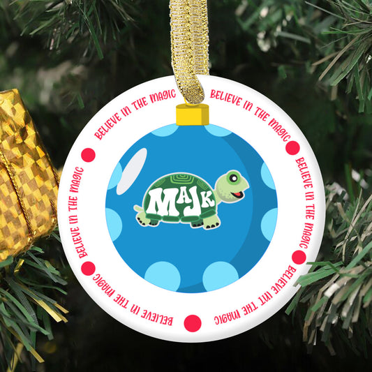 Ceramic Christmas Ornament Round  "Believe in magic"