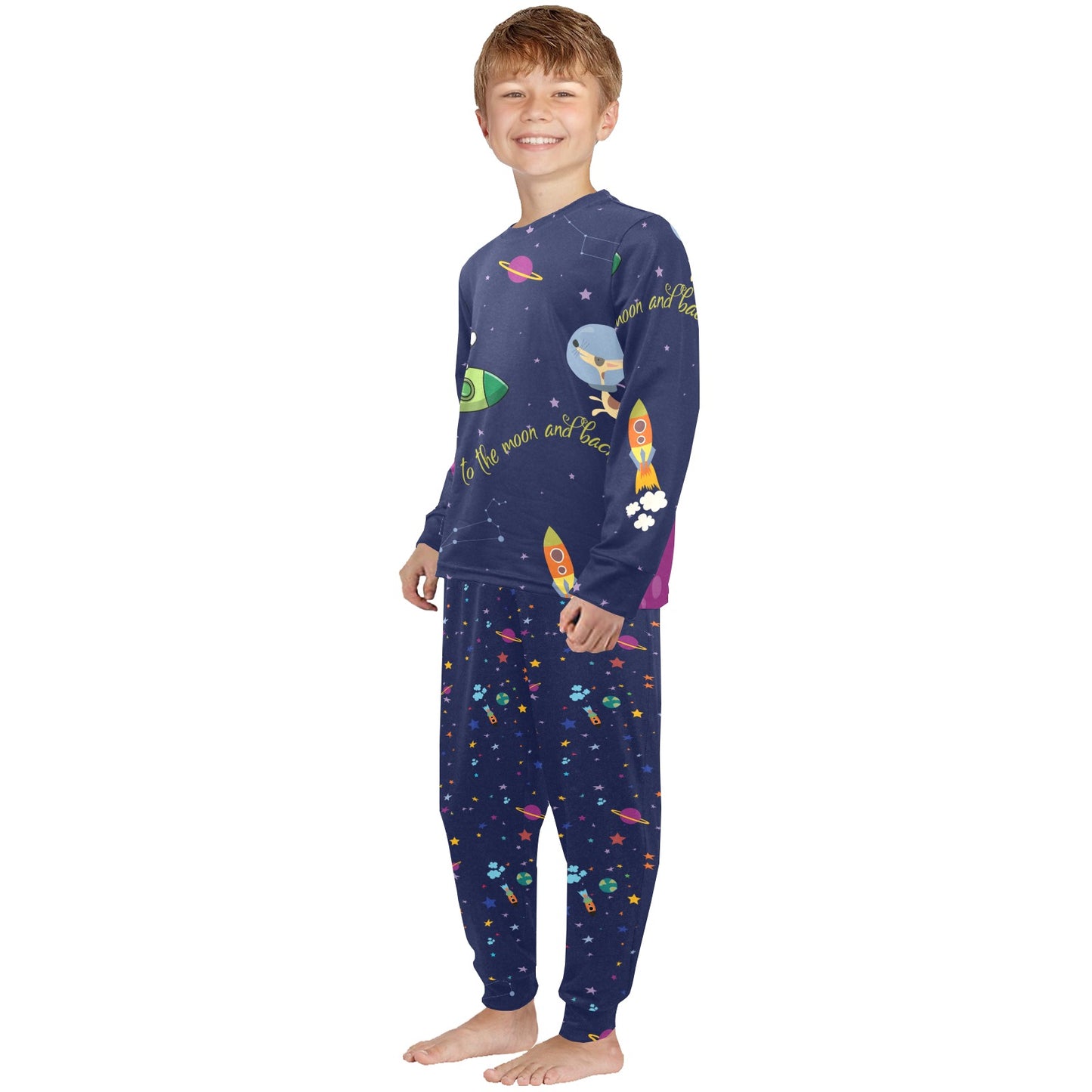 Little Boys' Crew Neck Long Pajama Set "Love You to the Moon & Back"