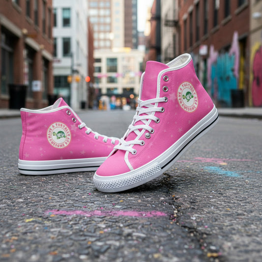 Women's Vancouver High Top Canvas Sneaker. "Pink Warrior"